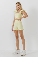 Women Yellow bike short set