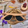 Lunettes de soleil en bois zébré cadre+branches