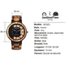 Montres en bois date automatique couple et unisexe