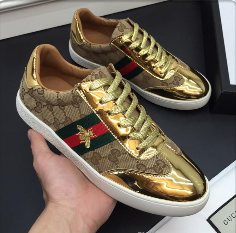 golden gucci shoes