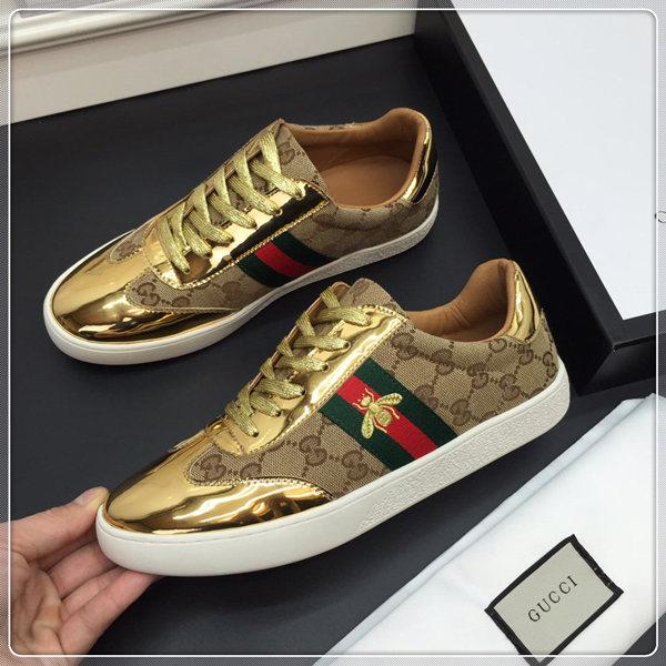 white and gold gucci shoes