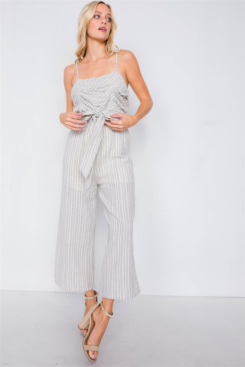 horizontal striped jumpsuit