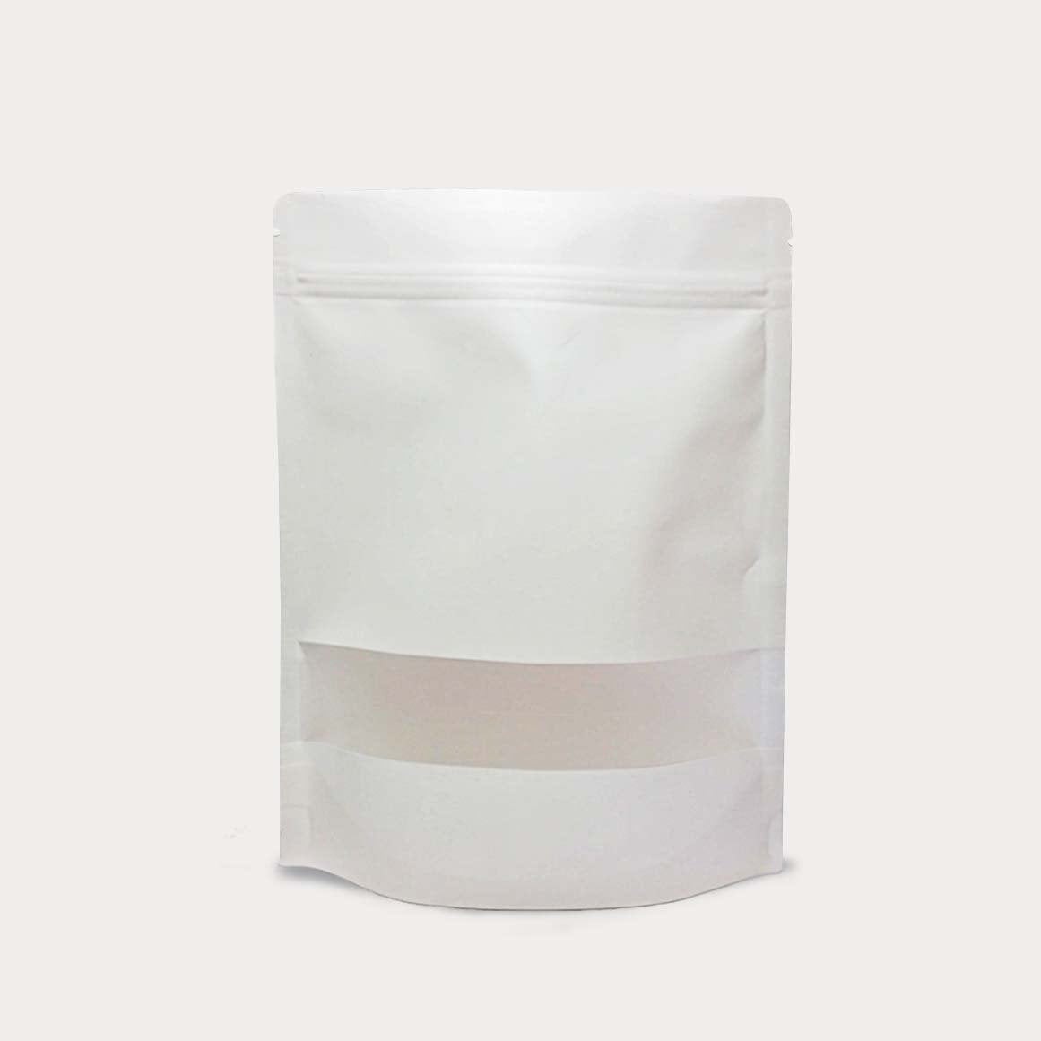 Stand Up Pouch With Zip Lock And Window Kraft White Packaging Depot