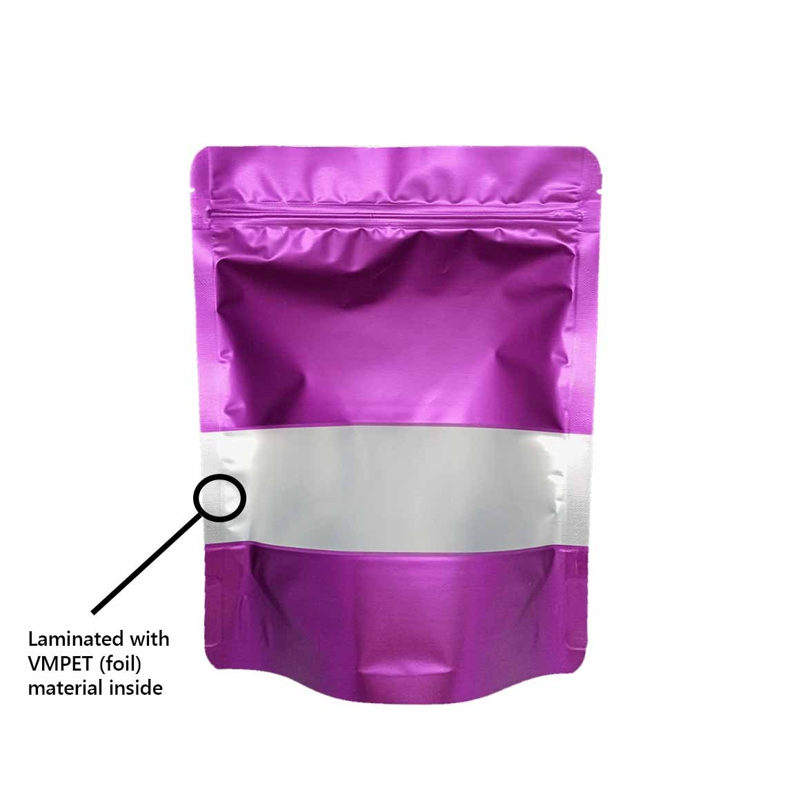 Stand Up Pouch with zip lock & window | Matte Violet Metallized ...