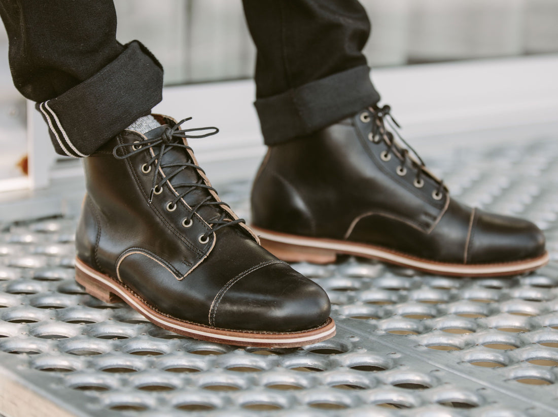 Men's Black Round Toe Leather Boots by Nate Pruitt