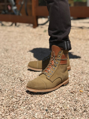 khaki leather boots