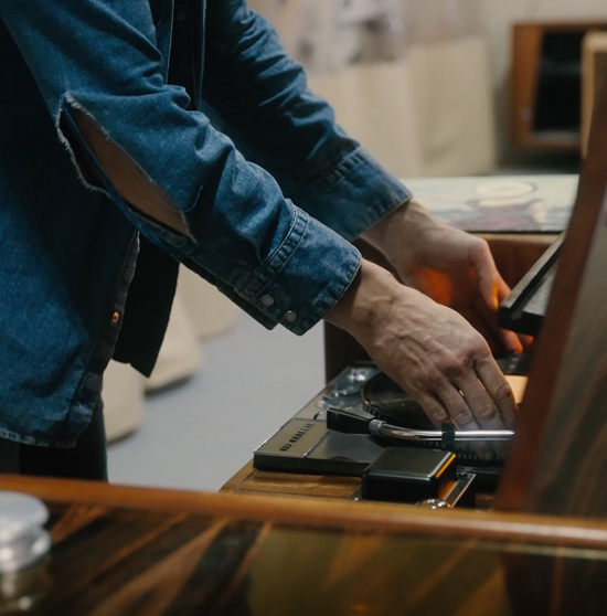 Placing a record on the record player