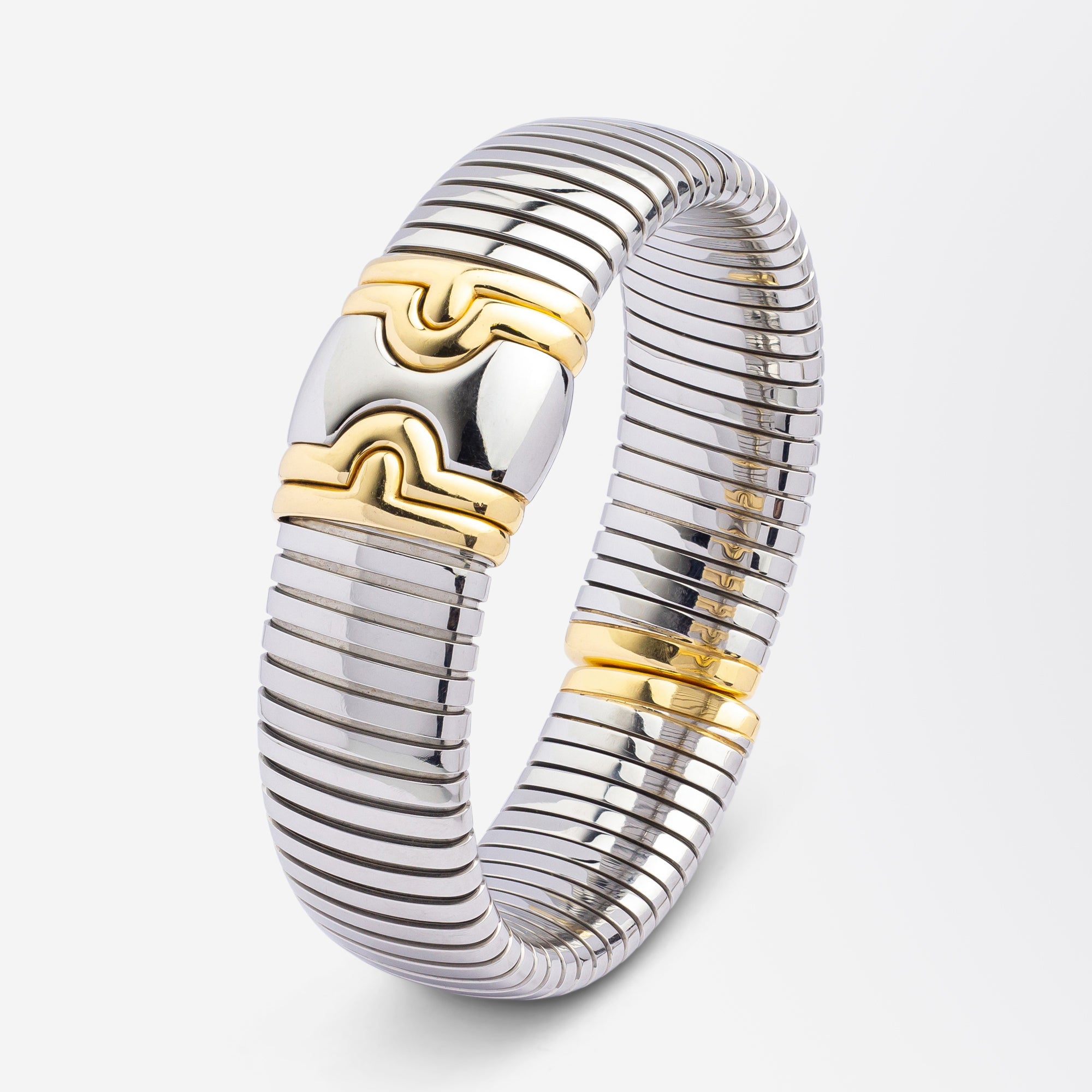 Bulgari 'Parentesi' Cuff in 18kt Gold & Stainless Steel – The Antique Guild