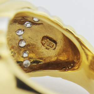 Citrine, Amethyst & Diamond Bulgari Style Ring in 18kt Gold