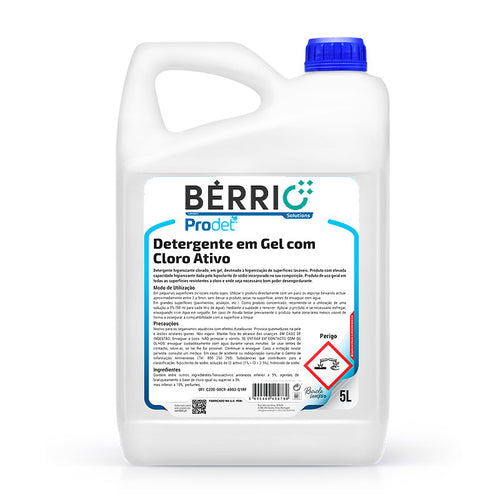 Detergente Gel com Cloro Ativo Bérrio - 5 Litros
