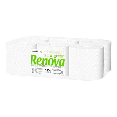 Papel higiénico Industrial Jumbo Renova Green - 180 mt (12 Rolos)