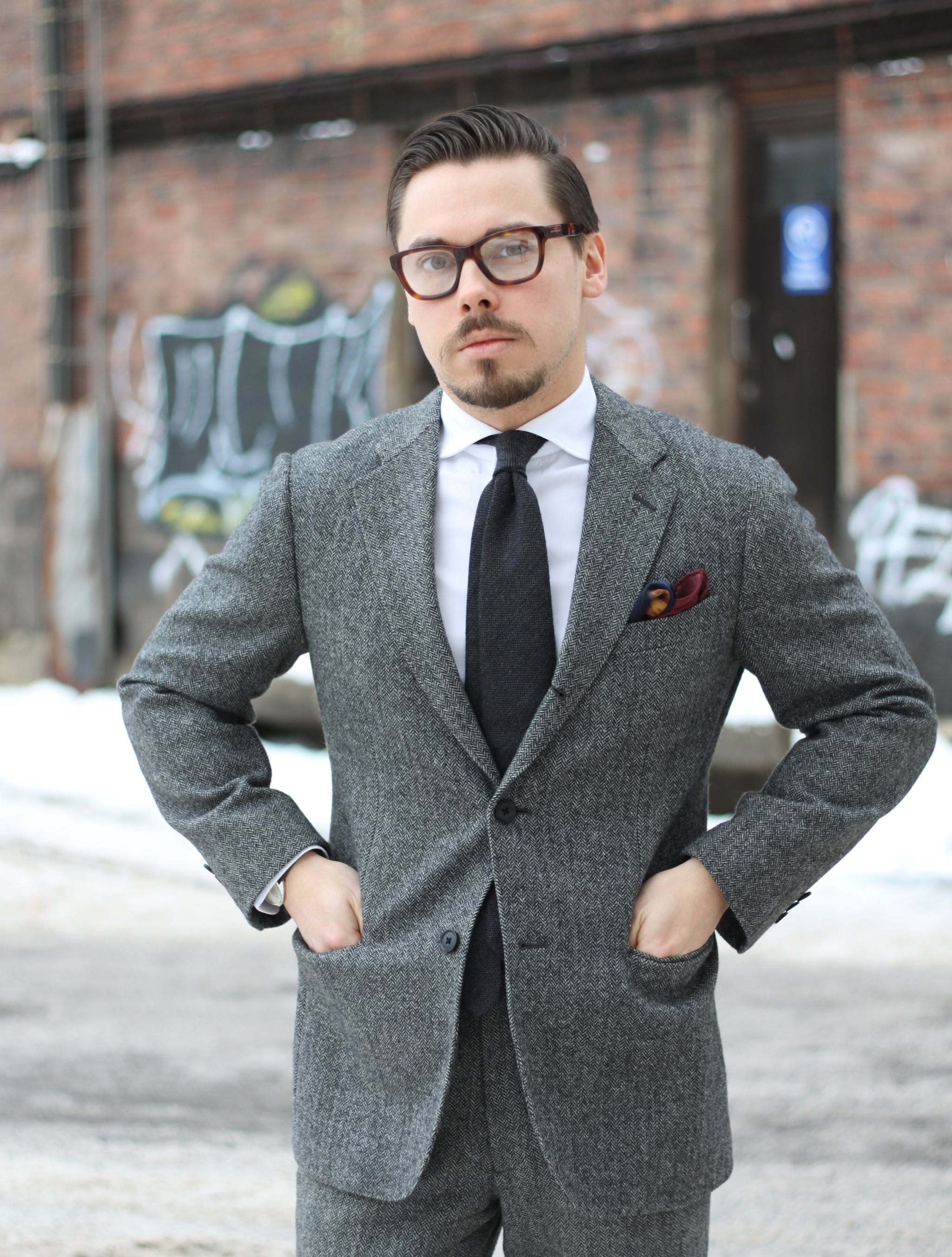 Gray Herringbone Suit | vlr.eng.br