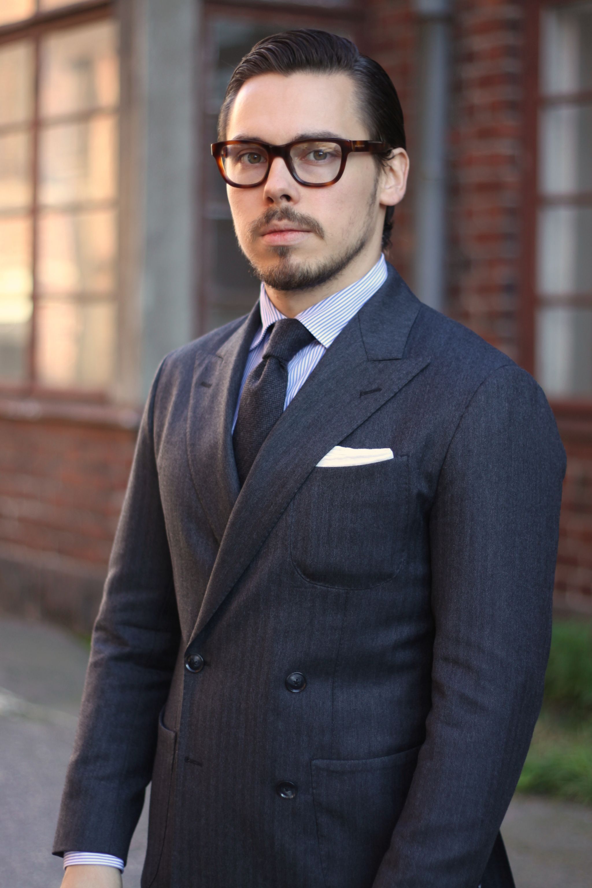 Gray double-breasted suit by rose&born