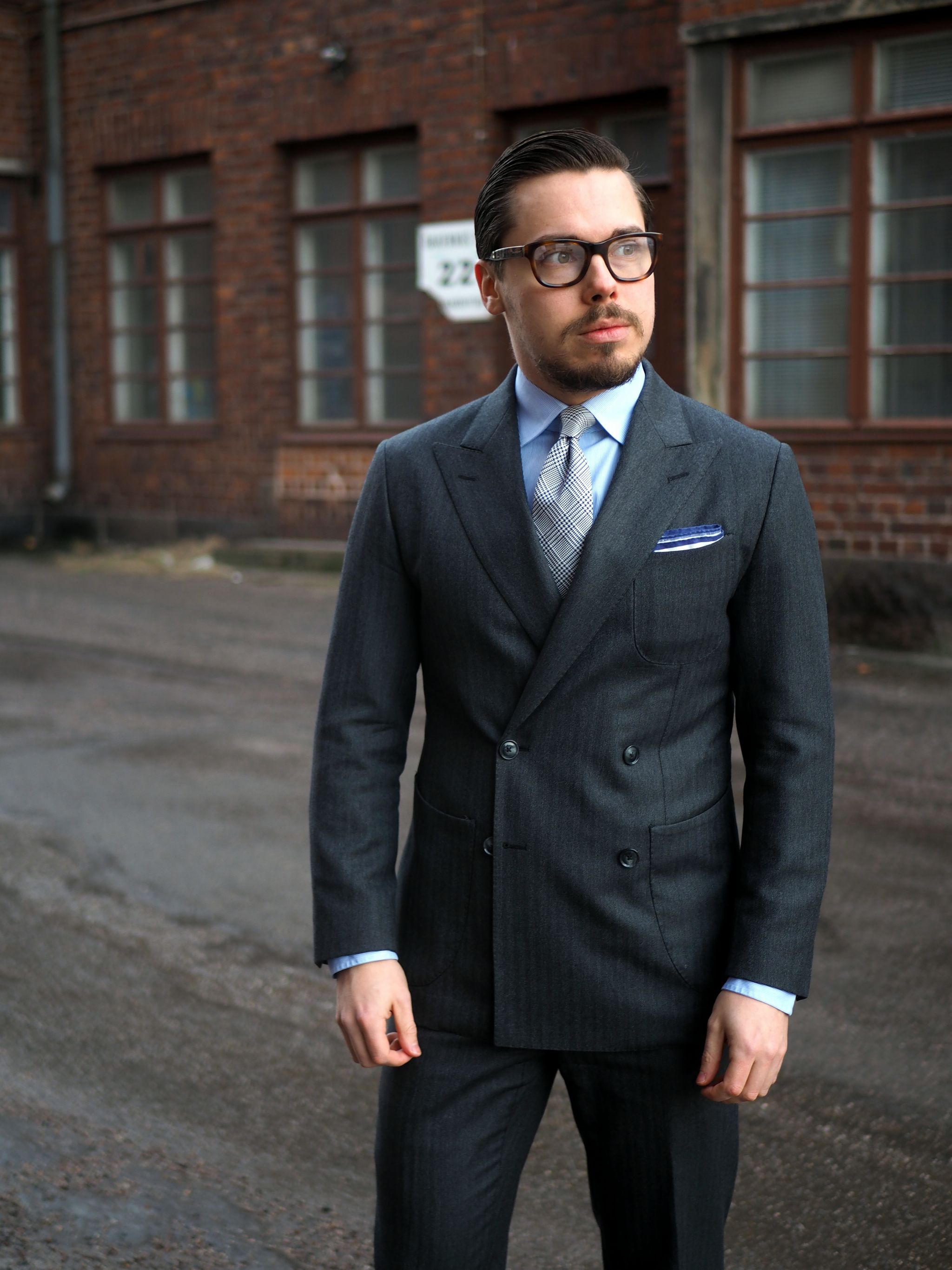 Prince of Wales tie - The double-breasted gray herringbone suit by Rose&Born is one of my personal favorites in my rotation.