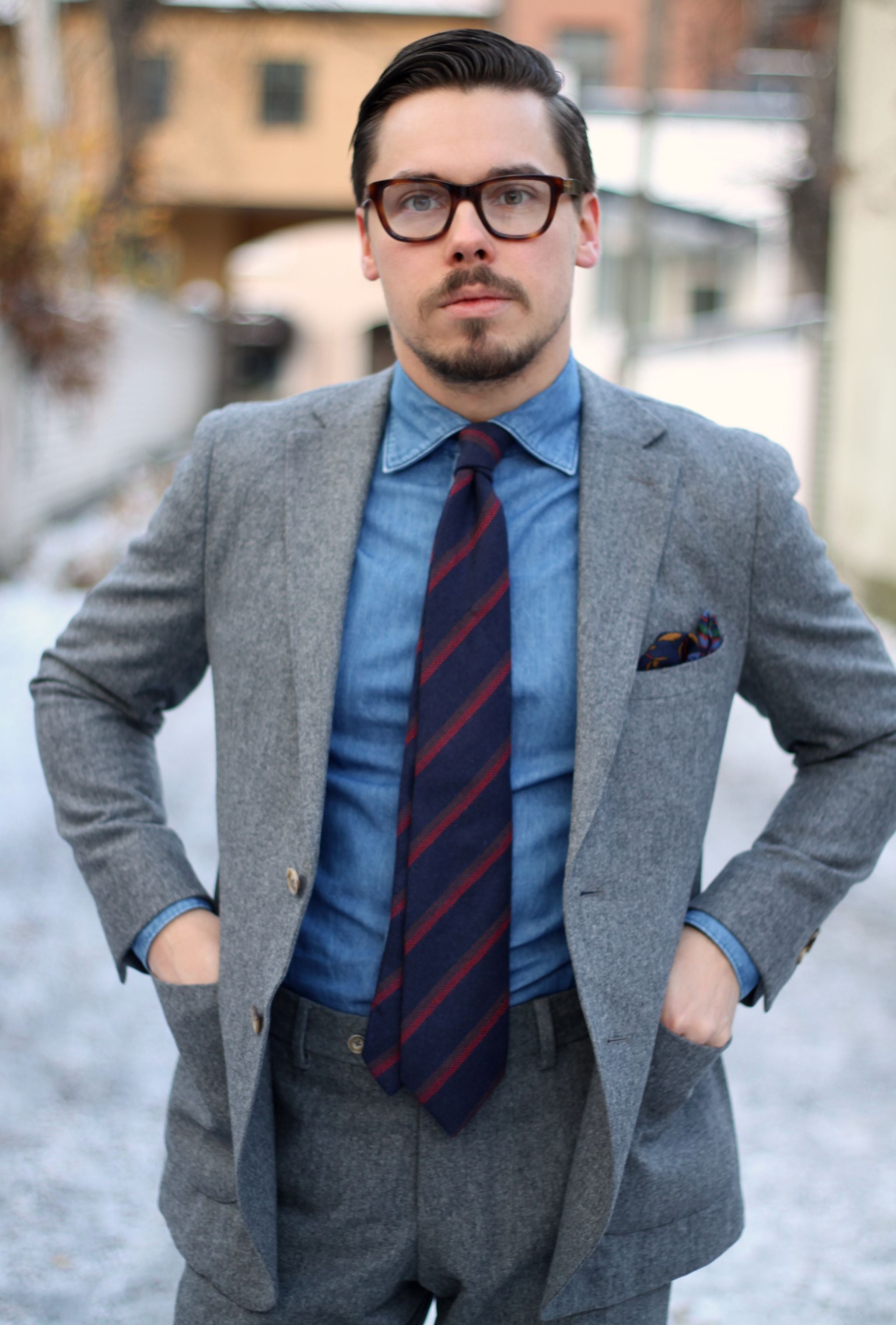 Flannel suit with denim shirt - business casual - DressLikeA.com ...