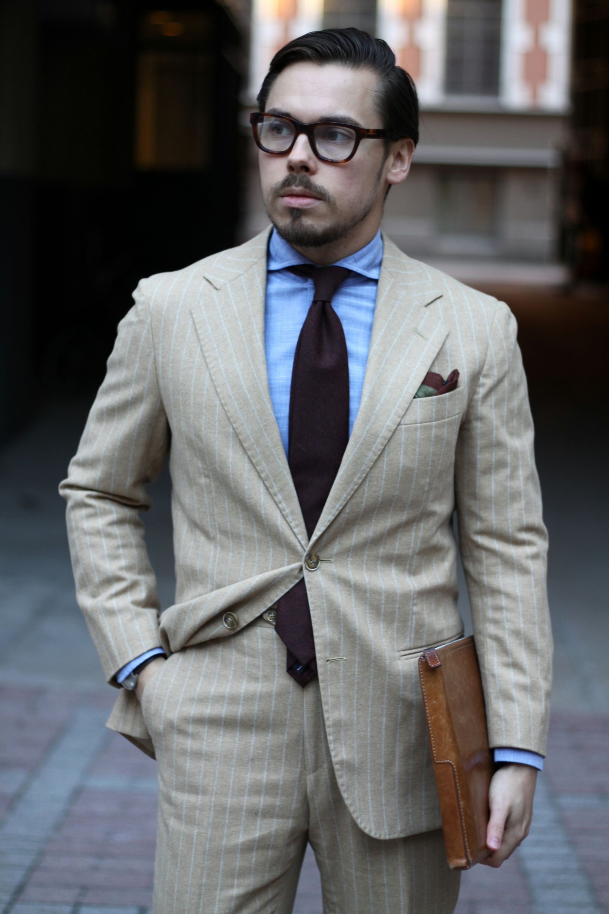 Chalk stripe flannel suit for winter - DressLikeA.com – Dress Like A