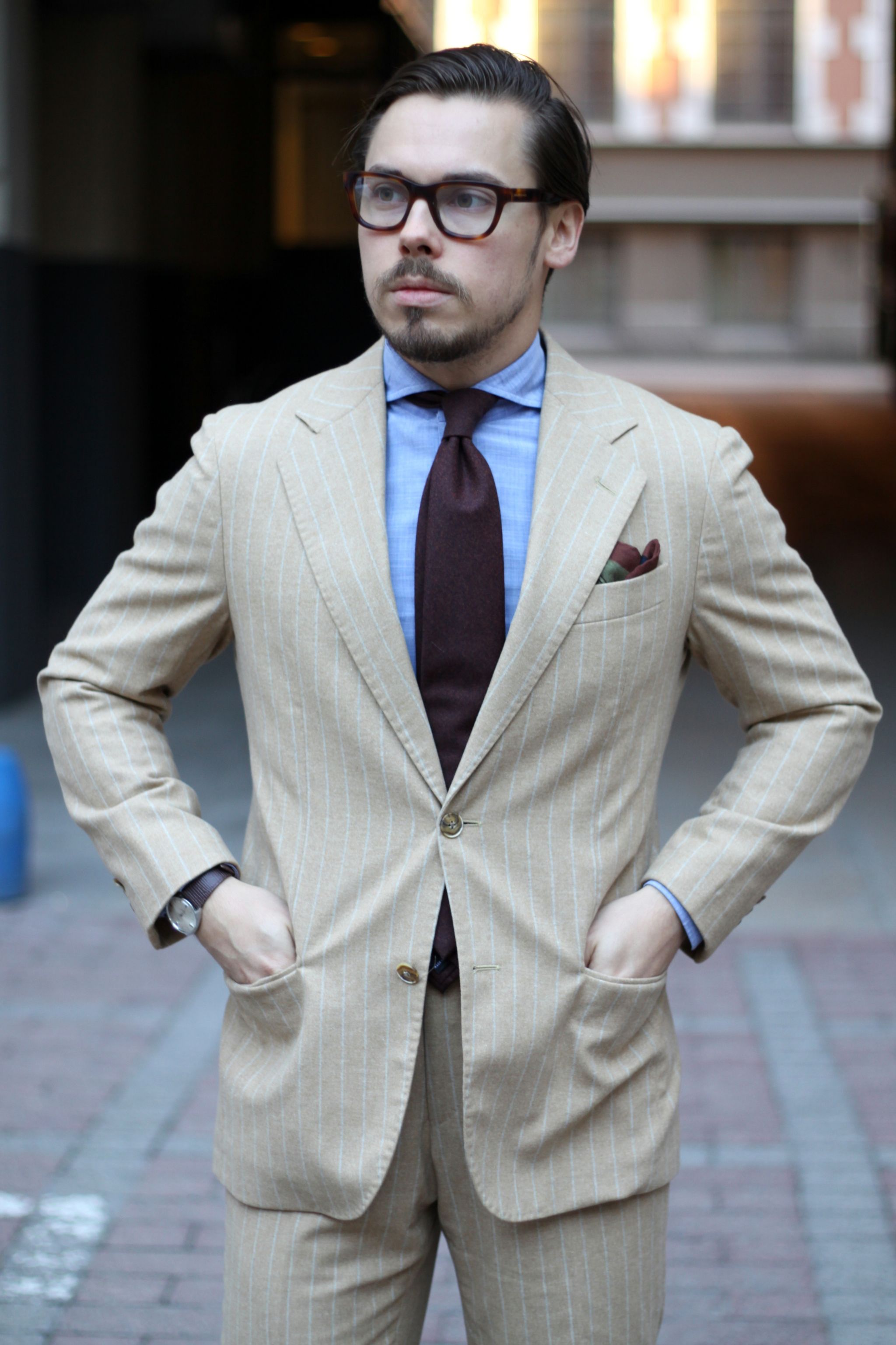 Chalk stripe flannel suit for winter - DressLikeA.com – Dress Like A