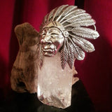 Native American Silver pendant. Silver Danburite Pendant. Native American Chief pendant