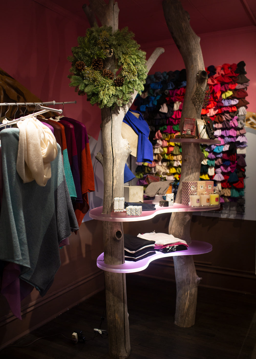 chocolate + cashmere boutique at 109 E. Palace on the Plaza in Santa Fe