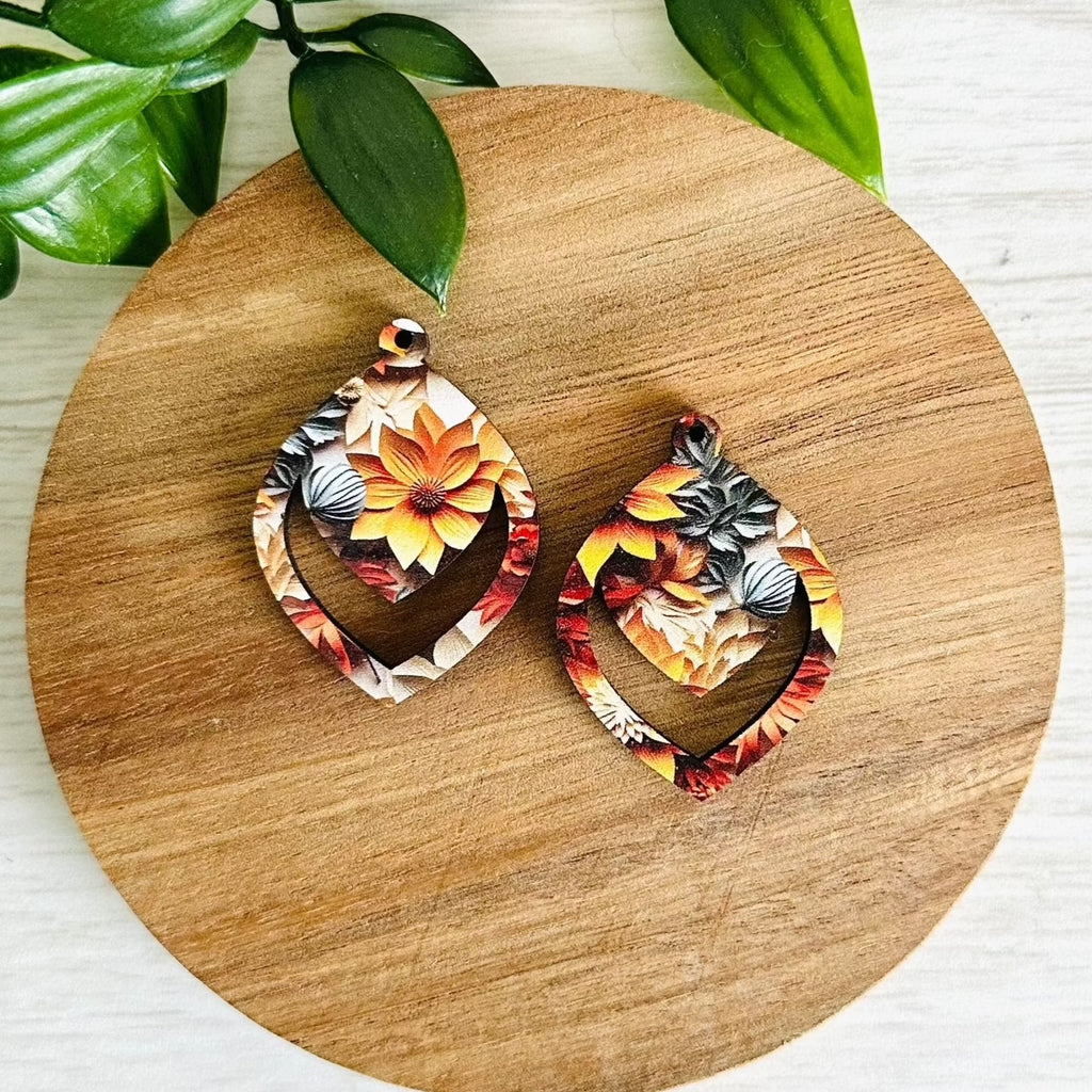 FALL FLORAL 3 PRINTED PATTERN, Macrame Wooden Earring Blanks, All for  Knotting