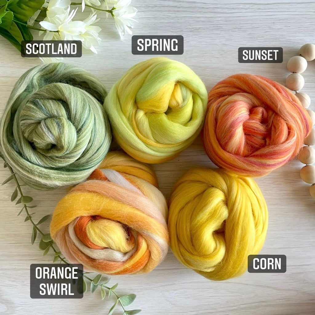 19 MIC MERINO WOOL ROVING (24 Colors) | Weaving Supplies - All for Knotting LLC