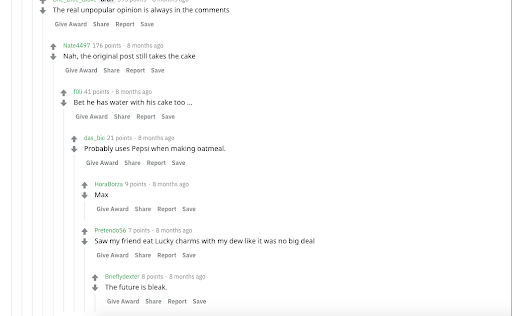 Reddit comments on cereal with water