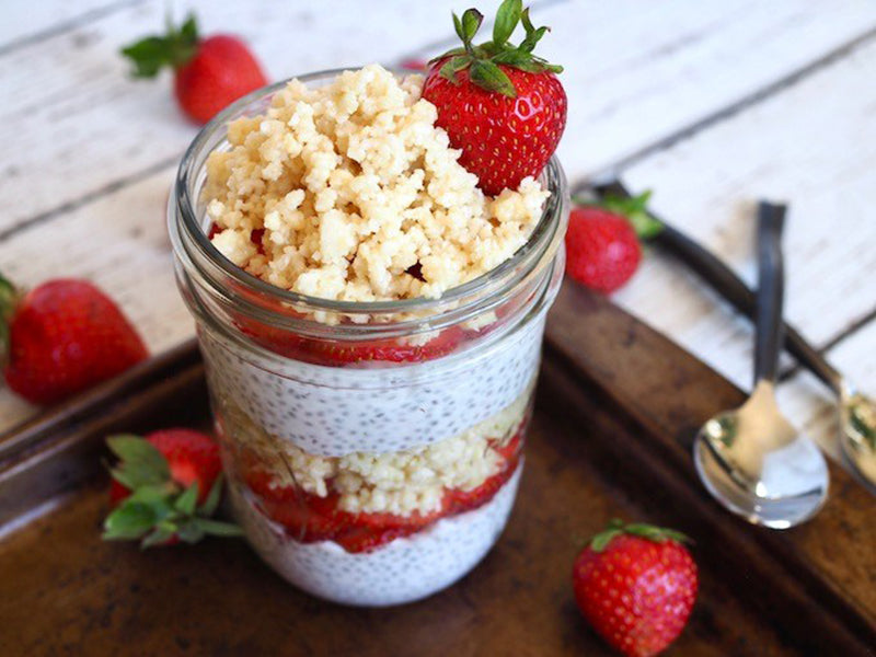 Strawberry chia pudding breakfast