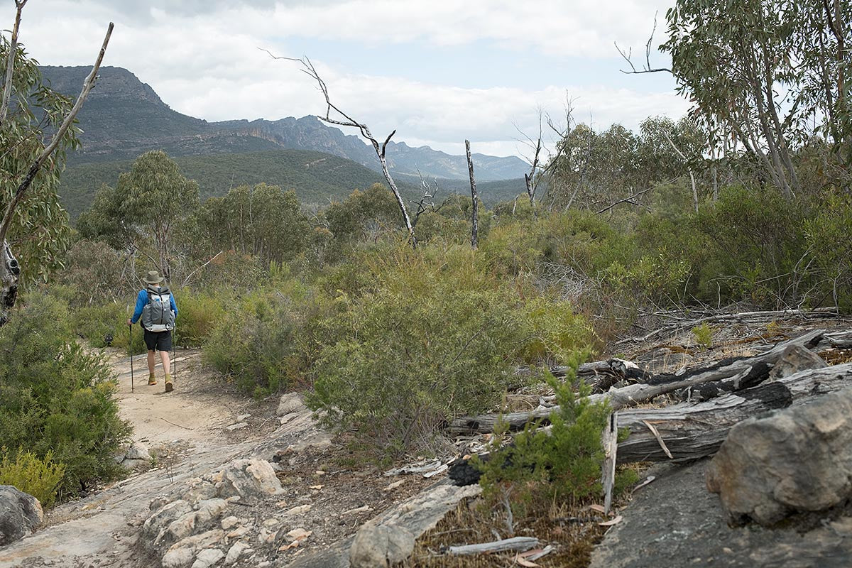 A solo hiker on the Grampians Peaks Trail, Grampians National Park (Gariwerd)