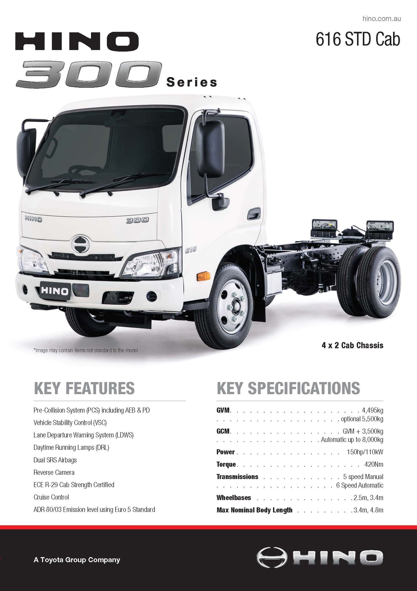 HSMY20300616STD-0822 HINO 300 Series 616 STD Cab Specification sheet (Pack of 10)
