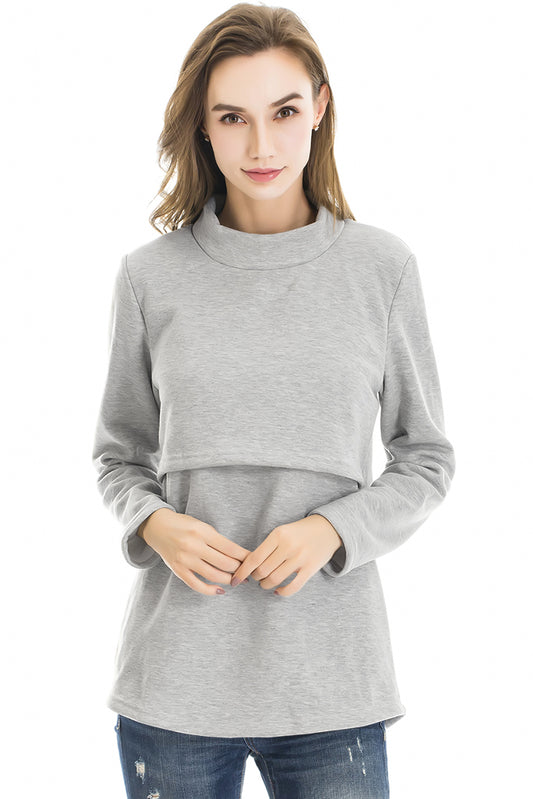 Fleece Maternity Nursing Sweatshirt Hoodie-Smallshow