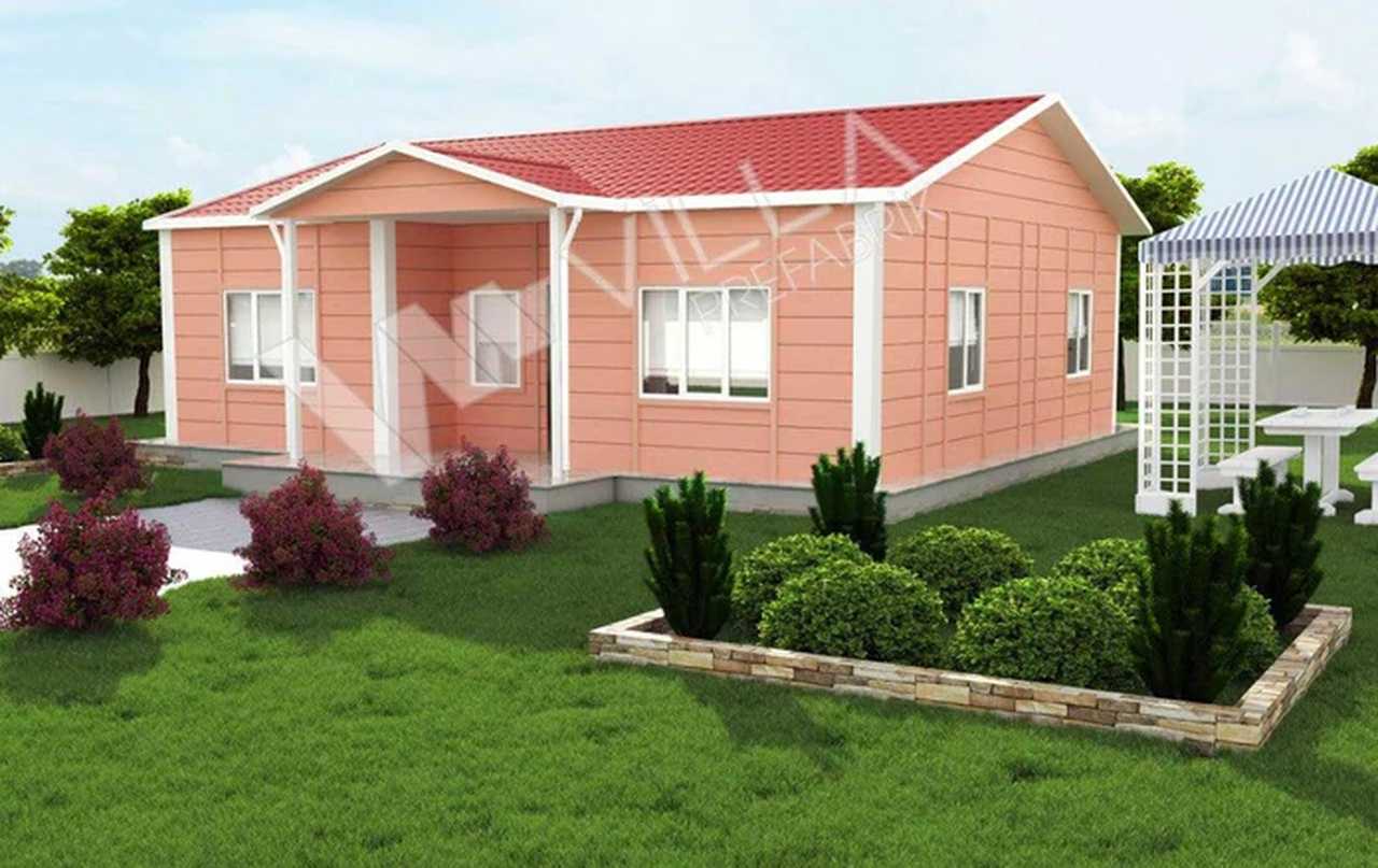 bahçesi ağaçlandırılmış pembe köy evi