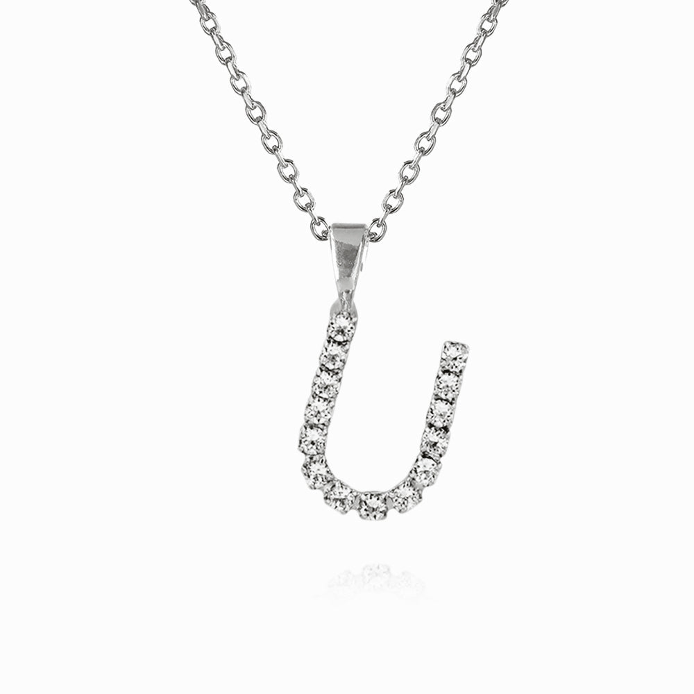 9ct Gold & Clear CZ Crystal Script Alphabet Letter J Necklace 16 - 20  Inches | SayersLondon.com