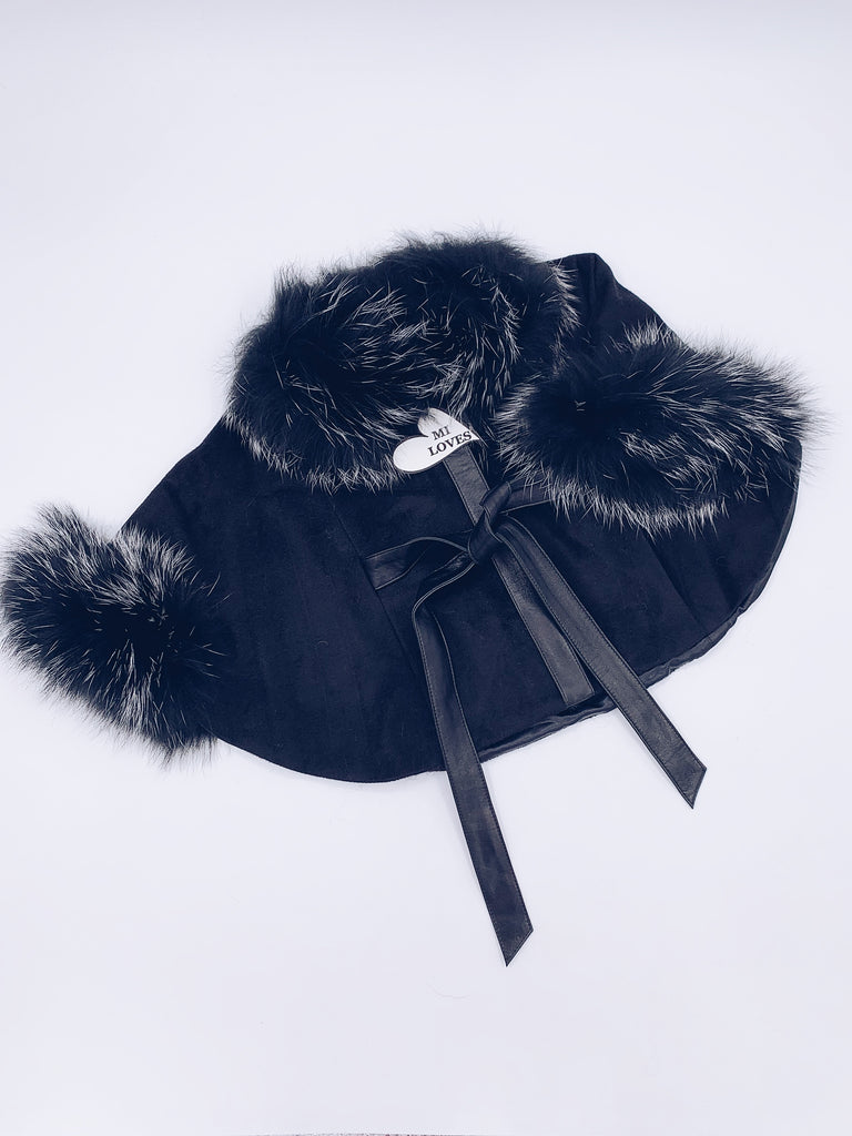 Luxurious Racoon fur trim and cuffs kids poncho – MILOVES