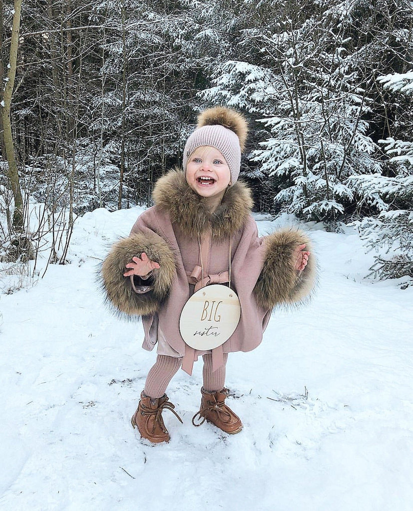 Luxurious Racoon fur trim and cuffs kids poncho – MILOVES