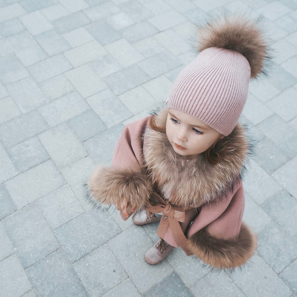 Luxurious Racoon fur trim and cuffs kids poncho – MILOVES