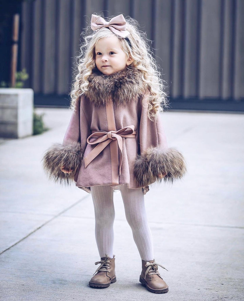 Luxurious Racoon fur trim and cuffs kids poncho – MILOVES