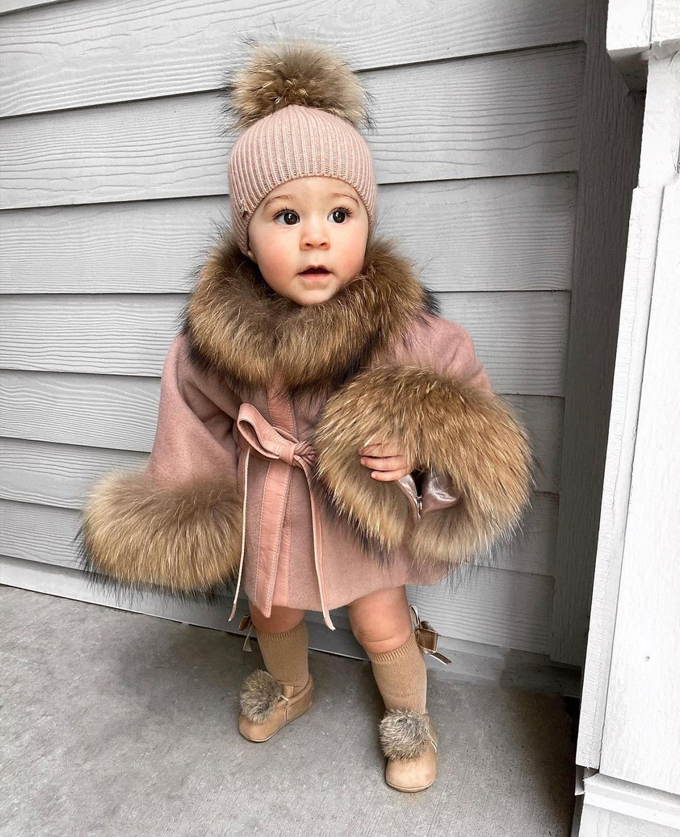 Luxurious Racoon fur trim and cuffs kids poncho – MILOVES