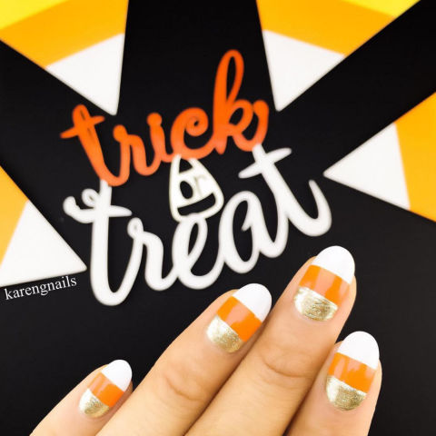 golden candy corn nail art