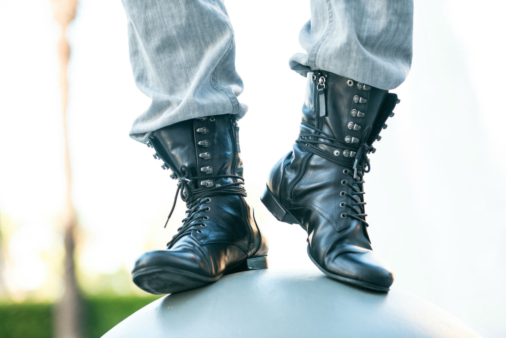 black dance combat boots