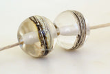 Crystal Clear Saw Whet Silvered Ivory Round Pairs #2132