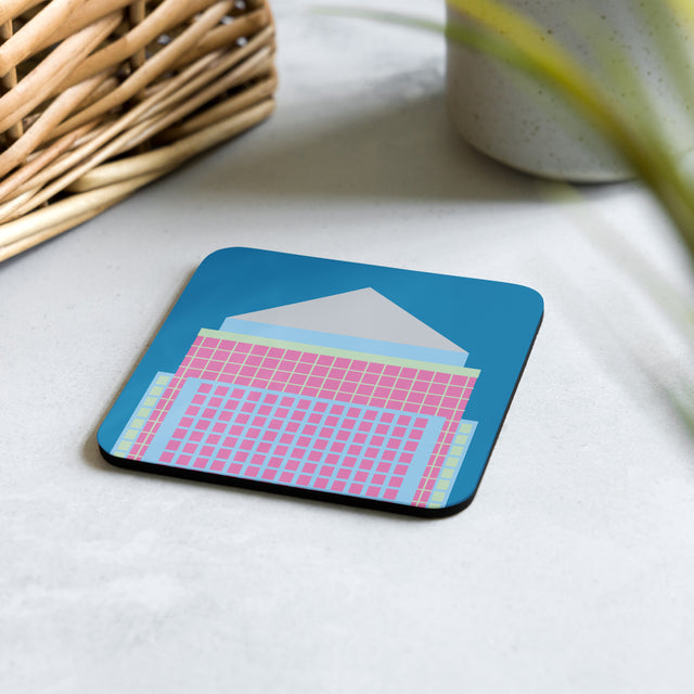 Picture of One Canada Square Blue & Pink Cork-Back Coaster