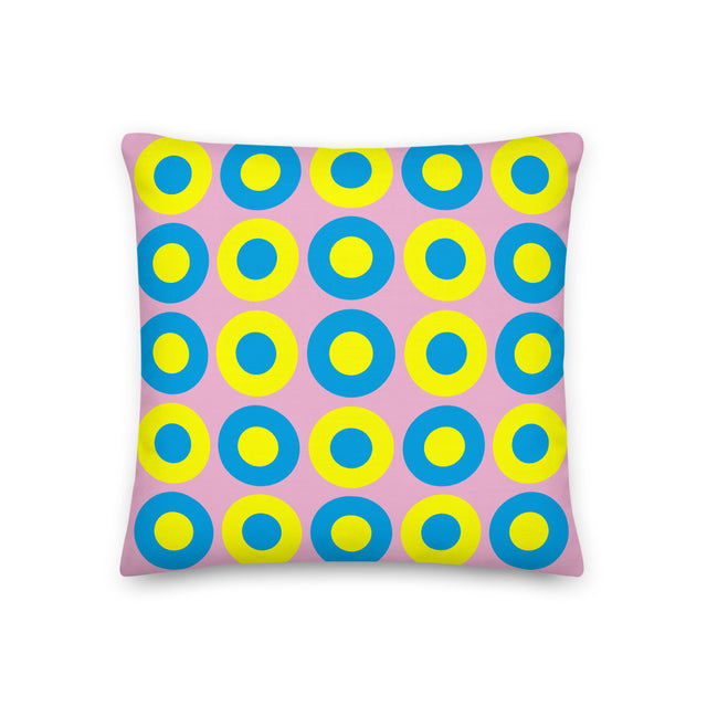 Picture of Carnation Pink, Blue & Yellow Chromadot Cushions (45*45cm, 50*30cm, Or 55*55cm)