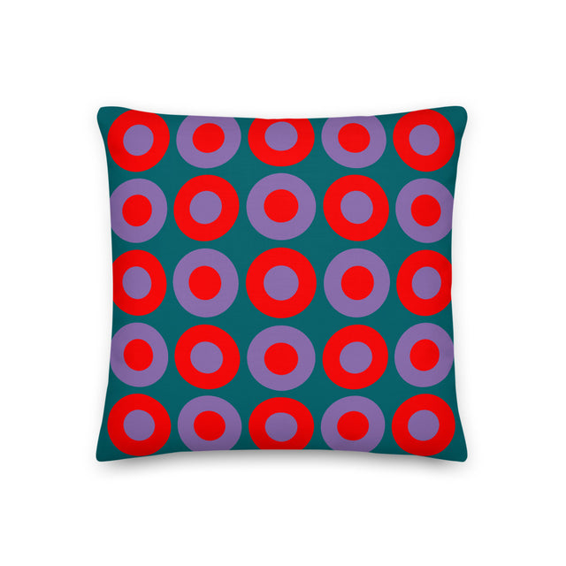 Picture of Deep Teal, Red & Purple Chromadot Cushions (45*45cm, 50*30cm, Or 55*55cm)