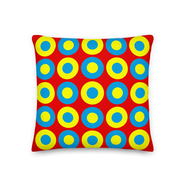 Picture of Scarlet, Blue & Yellow Chromadot Cushions (45*45cm, 50*30cm, Or 55*55cm)