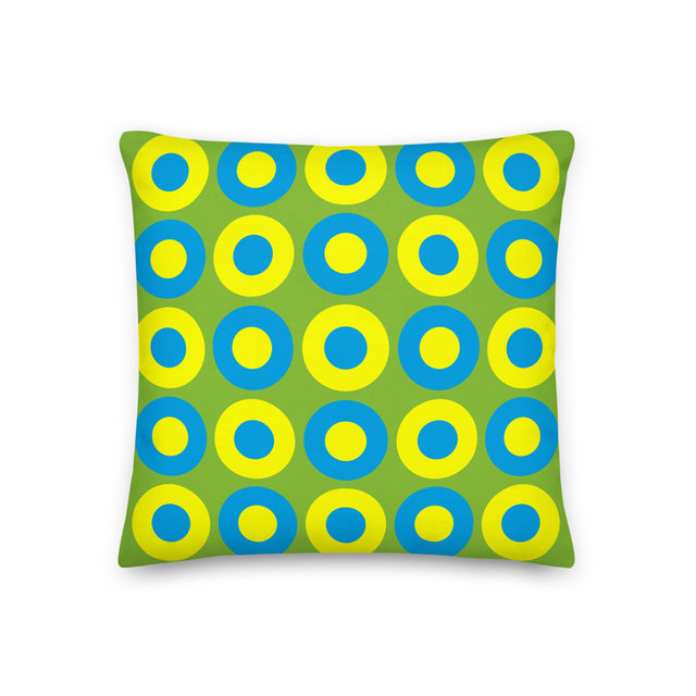 Picture of Pear Green, Blue & Yellow Chromadot Cushions (45*45cm, 50*30cm, Or 55*55cm)