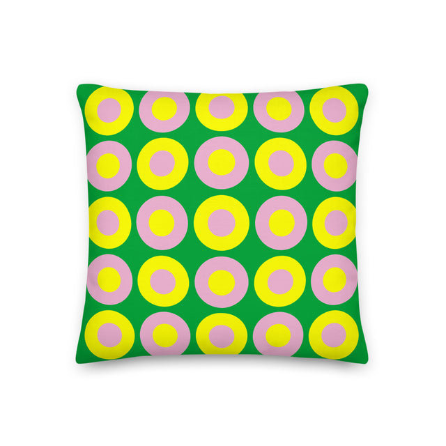 Picture of Emerald Green, Yellow & Pink Chromadot Cushions (45*45cm, 50*30cm, Or 55*55cm)