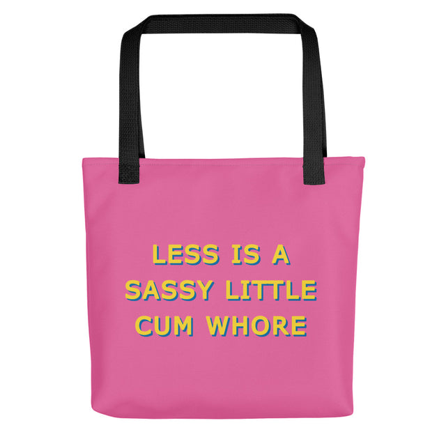 Picture of Less Is A Sassy Little Cum Whore Pink & Yellow Tote Bags