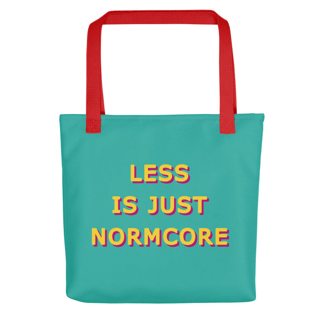 Picture of Less is Just Normcore Teal and Yellow Tote Bags
