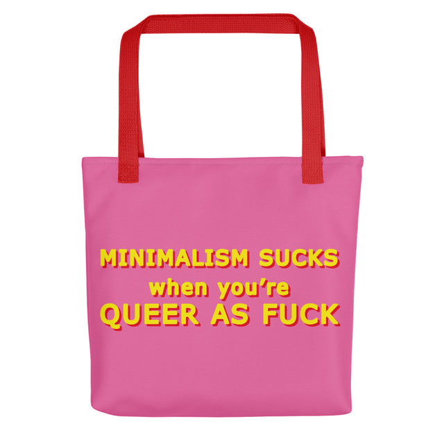 Picture of Minimalism Sucks When You're Queer As Fuck Yellow & Pink Tote Bags