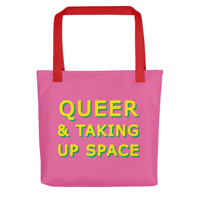 Picture of Queer & Taking Up Space Pink & Yellow Tote Bags